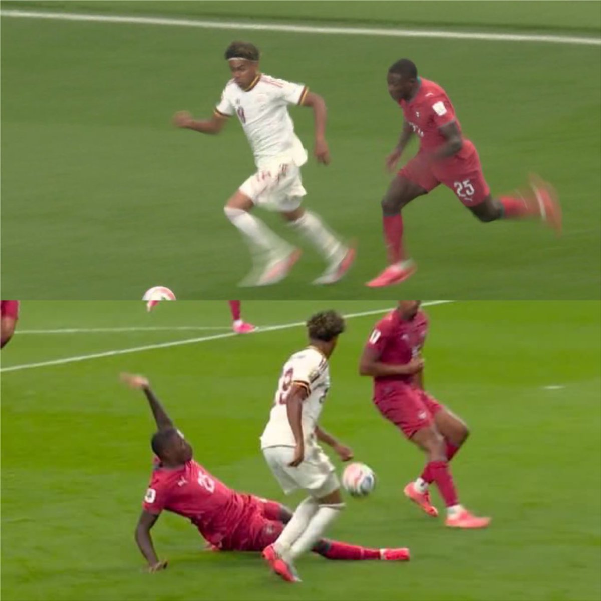 Sage_FCB's tweet photo. Thierry Henry on Nuno Mendes getting injured while trying to stop Lamine Yamal:

🗣️ “Before Nuno Mendes went down, you could already see how demanding his afternoon had been. Every time Lamine Yamal received the ball, Portugal had to send extra bodies across because they knew how dangerous he is in one-on-one situations.

On the rare occasions Mendes was left isolated, Yamal's acceleration and quick changes of direction forced him into recovery runs and desperate challenges. Defending a player with that level of explosiveness for 90 minutes is physically exhausting.

The injury summed up the battle. It wasn't just about one moment,it was the constant pressure Yamal was putting on that side of the pitch. When one player forces an entire defence to keep adjusting, you know he's having a major influence on the game, even without scoring.”