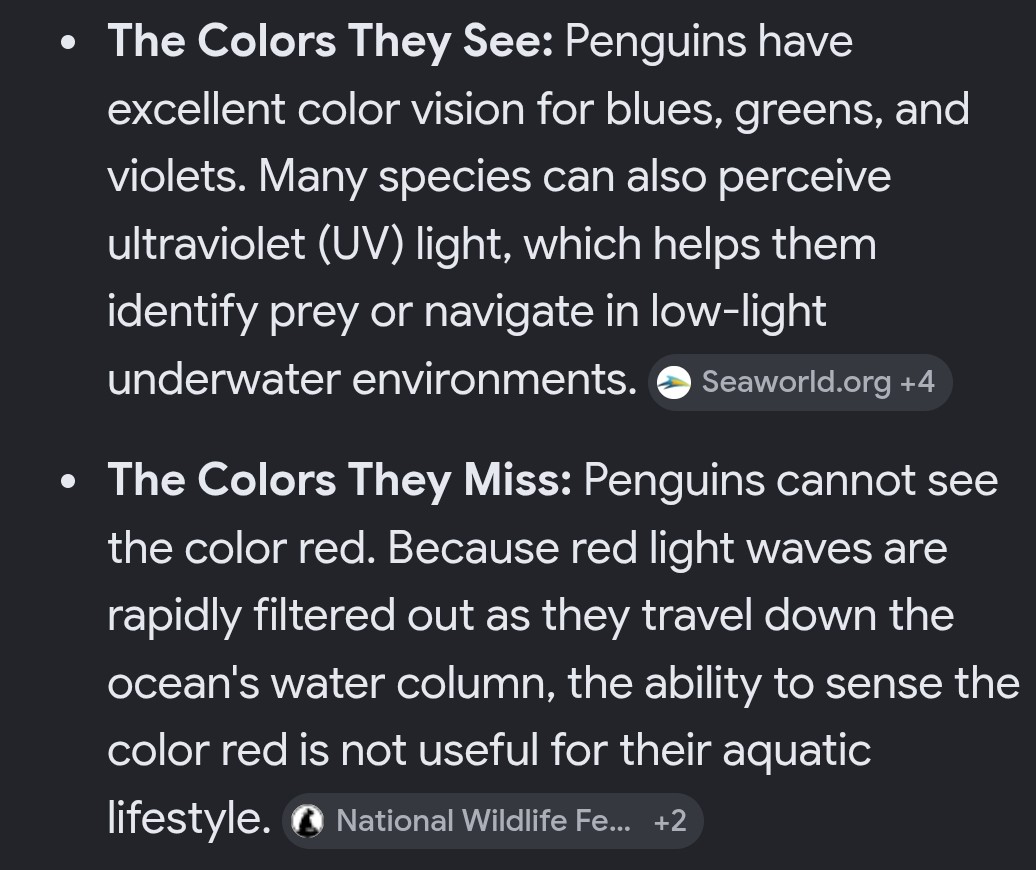 Alexdoodless's tweet photo. @RiseFallNickBck According to Google, Penguins can't see red, so he did this just to troll them. https://t.co/4pUpAH7JQ1
