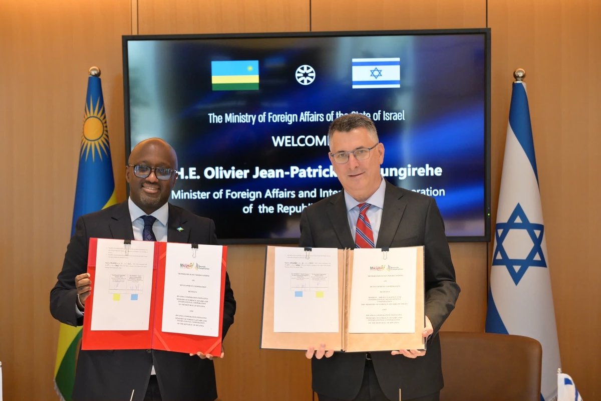 IsraelinRwanda's tweet photo. A historic visit strengthening #Israel–#Rwanda partnership. 🇮🇱🇷🇼

Rwanda's Minister of Foreign Affairs and International Cooperation, @onduhungirehe , began his official visit in Israel with a tour of the Old City of Jerusalem, experiencing the heart of Israel's history, heritage, and faith.

The Minister also visited @yadvashem , Israel's World Holocaust Remembrance Center, where he met with Chairman @dandayan . The visit reflected the shared commitment of Israel and Rwanda to preserving the memory of the Holocaust and the Genocide against the Tutsi, educating future generations, and ensuring that the lessons of history continue to inspire resilience and humanity.

Later today, Minister Nduhungirehe was received by Israel's Minister of Foreign Affairs, @gidonsaar . Their productive discussions culminated in the signing of new agreements to expand cooperation in education, innovation, development, and capacity building—further strengthening the growing partnership between Israel and Rwanda and our shared vision for a more prosperous future.

@RwandaMFA
@RwandaIsrael