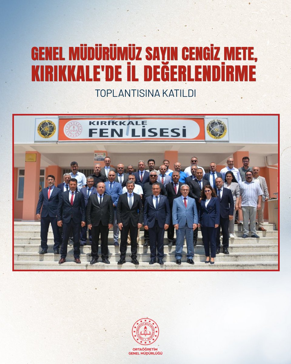 meb_ogm's tweet photo. GENEL MÜDÜRÜMÜZ SAYIN CENGİZ METE, KIRIKKALE'DE İL DEĞERLENDİRME TOPLANTISINA KATILDI
📌 Genel Müdürümüz Sayın Cengiz METE, Kırıkkale'de düzenlenen il değerlendirme toplantısında eğitim yöneticileriyle bir araya geldi.
👥 Toplantıya İl Millî Eğitim Müdürü Rahmi GÜNEY, il ve ilçe millî eğitim yöneticileri ile Ortaöğretim Genel Müdürlüğüne bağlı resmî ortaöğretim kurumlarının okul müdürleri katıldı.
📚 Toplantıda, Türkiye Yüzyılı Maarif Modeli kapsamında yürütülen çalışmalar, eğitim öğretim süreçlerinin niteliğini artırmaya yönelik uygulamalar ile sahadan gelen değerlendirme ve öneriler ele alındı.
🎯 Ayrıca okul iklimi, öğrenci gelişimi, öğretmenlerin mesleki gelişimi ve eğitimde kaliteyi artırmaya yönelik çalışmalar hakkında görüş alışverişinde bulunuldu.
🔗 Detaylar 👉 https://t.co/NYQIB70w0P

@tcmeb @Yusuf__Tekin @farukyelkenci @cengizmete