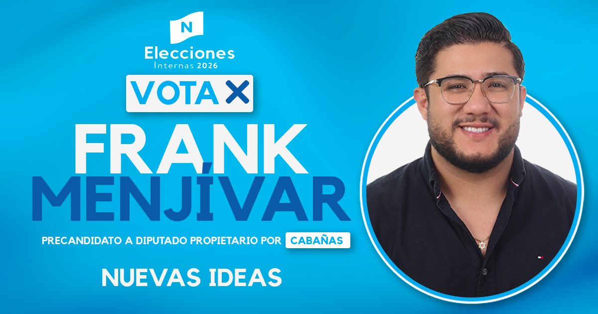 FrankMenjivarES's tweet photo. Si eres afiliado de @nuevasideas acércate a la sede departamental ubicada en #ilobasco, verificate y vota por: 

Candidato a Presidente y Vicepresidente
Diputados a la @AsambleaSV y Alcaldes.  

Sigamos siendo parte de este proceso de transformaciones en nuestro amado El Salvador 🇸🇻 

En #Cabañas seguiremos haciendo historia.