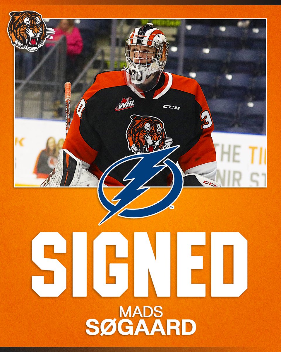 tigershockey's tweet photo. Congratulations to Tigers Alumnus Mads Søgaard on signing an NHL Contract with the @TBLightning 

#GoBolts https://t.co/4PKH1DIT99