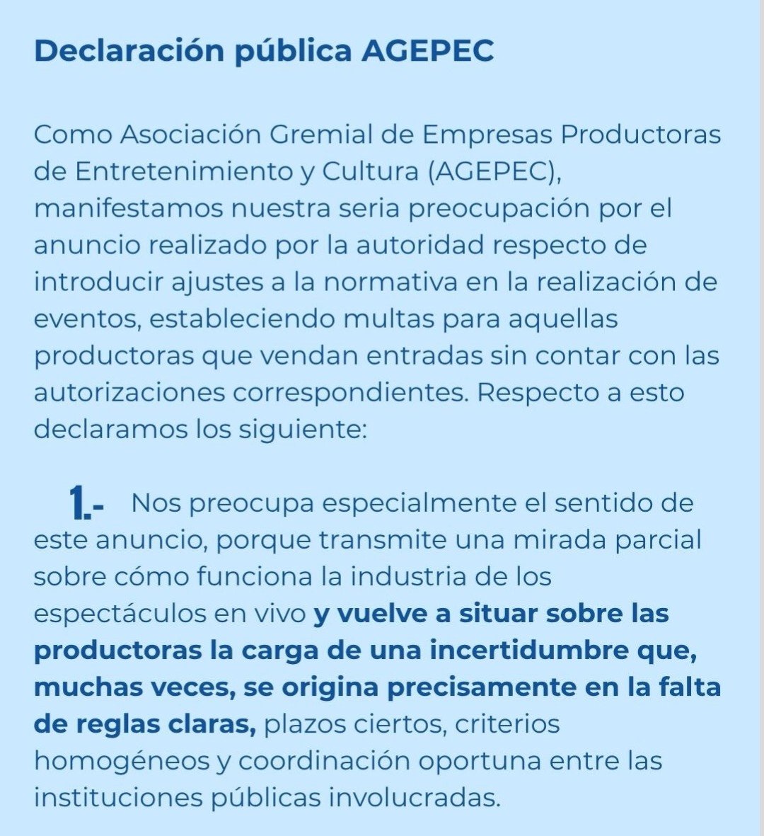 armychilensis's tweet photo. Info de hoy:
- DG Medios aún no da comunicado oficial.
- La comisión de cultura rechaza el oficio al Ministerio del Deporte.
- AGEPEC declara, entre otros puntos, que las productoras no anuncian ni ponen a la venta espectáculos de manera irresponsable.

#BTSALNACIONAL https://t.co/AKig7FNHk3