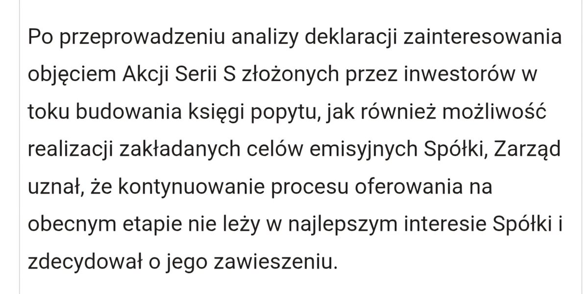 valueseekerPL's tweet photo. Hipromine - chyba robi się gorąco

Spółka z uwagi na słabe zainteresowanie zawiesza (potężną) emisje akcji

Zabawne zdanie na koniec - spółka twierdzi, że brak emisji nie zmienia przyjętej i realizowanej strategii rozwoju

Ciekawe tylko skąd wezmą pieniądze na realizację tej strategii - w tym tempie przepalania kasy, gotówki starczy im na kilka miesięcy