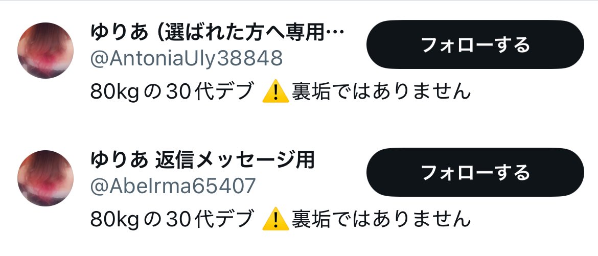 kanacccz's tweet photo. これなりすましアカウント
みんな注意して😭😭 https://t.co/eQKHefJjbs