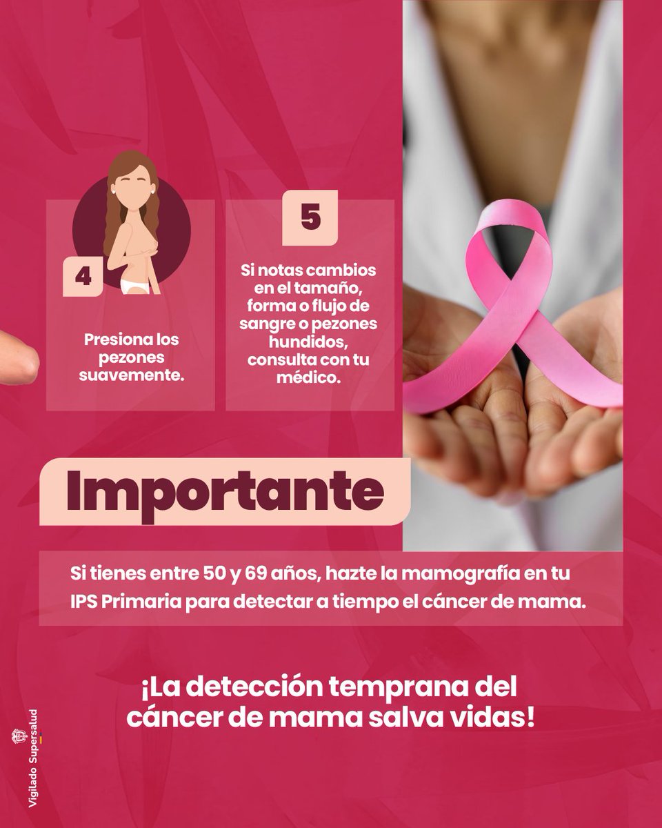 EPS_Famisanar's tweet photo. 💗 Tócate, conócete, cuídate. Dedicar unos minutos al mes a realizar el autoexamen de mama puede marcar la diferencia. 

Desliza y conoce los 5 pasos para aprender a identificar cambios en tu cuerpo y hacer de la prevención un hábito. Recuerda: la detección temprana salva vidas🎀.
