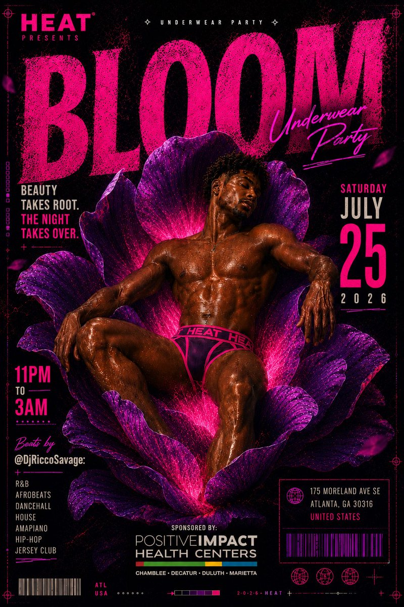 Be_inTIMidated's tweet photo. 🌺✨ HEAT BLOOM ✨🌺

UNDERWEAR PARTY  @HeatAtl 

the heat rises, the colors pop, and inhibitions disappear... 🌴🔥
Slip into your sexiest underwear, bring your tropical energy, and get ready for a night filled with eye candy, cocktails, and unforgettable vibes.

📍 Saturday, July 25 🕚 11 PM –3 AM
🌺 Tropical • Bright Colors • 

Underwear Required
💵 $10 Early Entry 🍸 $10 Cocktails 💨 Complimentary Hookah  😈 Play Zone 
🔥 Hot Sexy Men  Tickets Available Now.

https://t.co/RhcMLWOIU7
