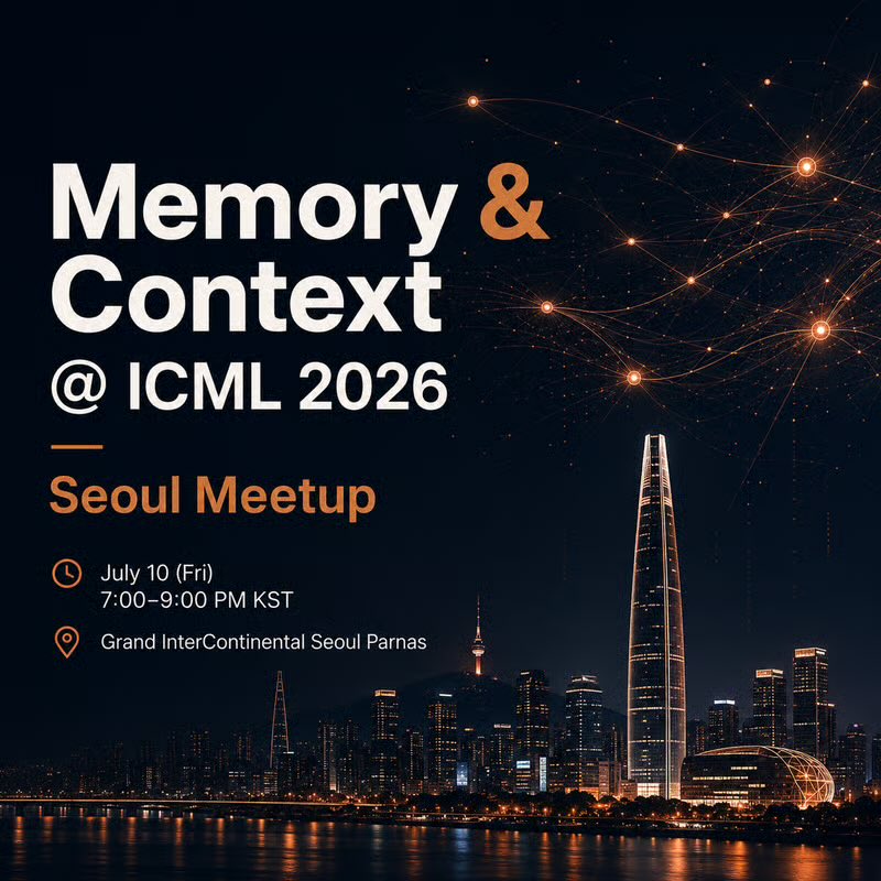 AgamPandeyy's tweet photo. if you're at ICML and working on memory &amp; context layer, come hang with us on the 10th.

@emmaxuai and I are hosting a small meetup near coex for people building memory across agent, personal context, evals, and hardware.

super casual, great crowd!

rsvp: https://t.co/SVM8eQ47pP https://t.co/Bgubb7U28M