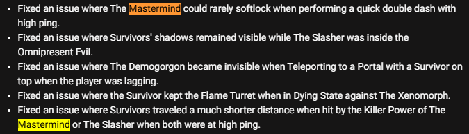 Zyrav_'s tweet photo. so these are the Wesker fixes after 2 weeks..  can't say we didn't expect more or should I say actual fixes to gameplay as we're still getting stopped by the tinniest pixels, and we can't use power after facing wall @DeadbyDaylight 
https://t.co/P8uyB7BFVr
https://t.co/gTYIEcPRPq https://t.co/diOYduQutJ
