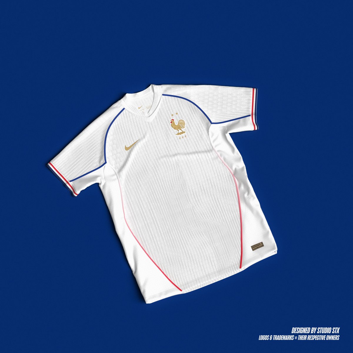 Saintetixx's tweet photo. Equipe de France · Home &amp; Away concept
.
Petit concept pour tester le futur template Nike révélé par @Footy_Headlines. Ce sera pour l'Euro 2028, du coup inspiration France 98 pour les 30 ans 🇫🇷
Merci à ceux qui partageront 💙🤍❤️ https://t.co/CqRzWgz5nZ