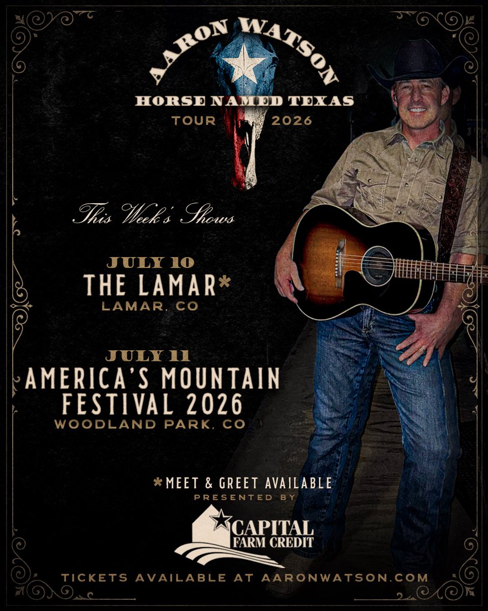 aaron_watson's tweet photo. THIS WEEK IN COLORADO!! It’s gonna be a good time, hope to see y’all there!

Tickets: https://t.co/vIWf7uZ5LN https://t.co/SM2ToGb59K