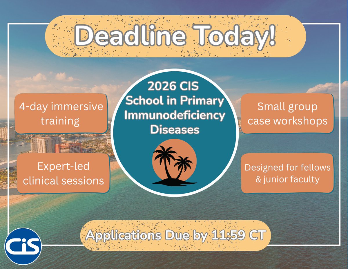 ClinImmSoc's tweet photo. The Deadline is Here!

Applications are now due by tonight, Monday, July 6th at 11:59PM EDT!
When and where: October 22-25 in Fort Lauderdale, Florida

🔗 Learn more &amp; apply now! https://t.co/A5CtyCwnXp

Questions? Reach out to Ashley Knight at aknight@clinimmsoc.org See less https://t.co/KvjHipaasC