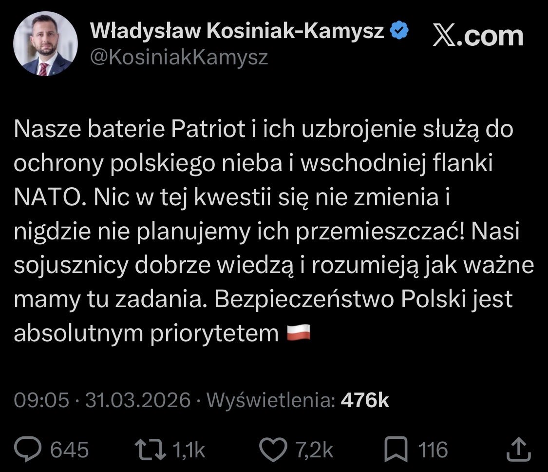 Marcin__W's tweet photo. @WarNewsPL1 @NawrockiKn @KosiniakKamysz @MON_GOV_PL Już by Kosiniak się nie odzywał nt. mówienia glosem społeczeństwa.
Zrobił nas wszystkich w ch**a, za "wdzięczność sojuszników" https://t.co/wV0dD0ae7C