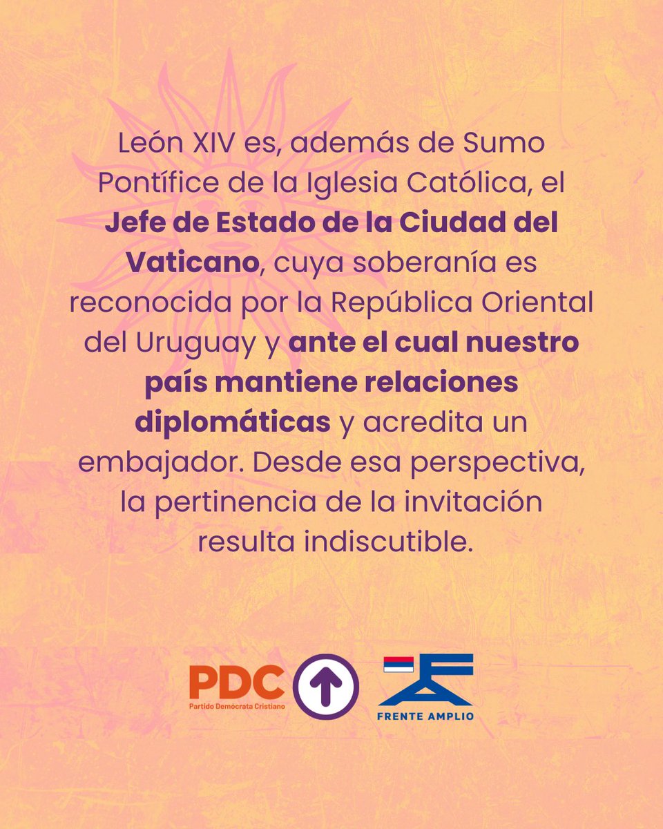 PDC808UY's tweet photo. Declaración del PDC a propósito de la invitación del papa León XIV a la Asambea General del @Parlamento_UY 
Laicidad no es laicismo.
1/2 https://t.co/on4DDNq0w2