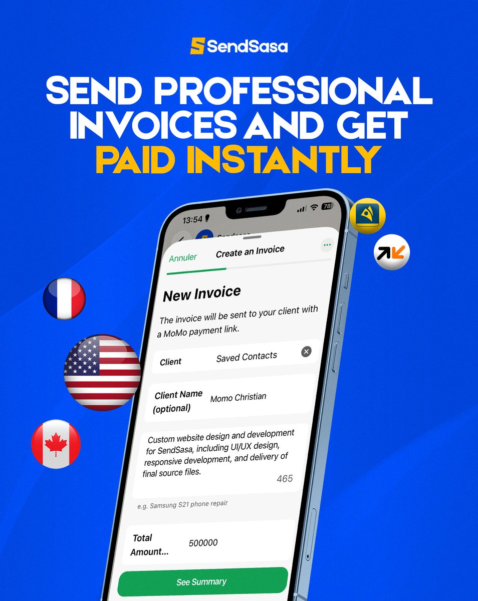 sendsasallc's tweet photo. African SMEs don't have a talent problem.

They have a "how do I invoice my client in Texas" problem.

We're solving it, inside WhatsApp. No bank. No app. No terminal.

Just a message. A link. And money in your mobile wallet.

SendSasa 🌍

#Africa #Diaspora #Fintech #MobileMoney https://t.co/JsmDG6RobM