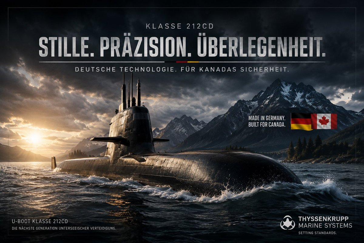 dudelexde's tweet photo. @bundeskanzler @MarkJCarney @jonasgahrstore Kanada setzt auf deutsch-norwegische U-Boote der 212CD-Klasse. Das ist nicht nur ein toller Wirtschaftserfolg für die deutsche Marineindustrie, sondern vor allem ein klares Bekenntnis zur transatlantischen Partnerschaft und zur Stärkung der europäischen Verteidigung. (1/2) https://t.co/3dWaCSxlg9