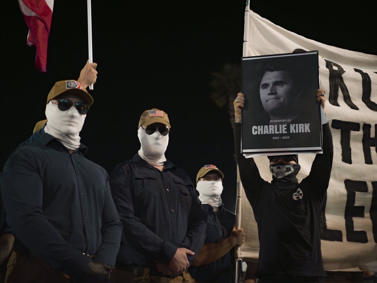 ryanasanchez's tweet photo. America is in crisis, but young men are answering the call. We stand with Patriot Front ! 🇺🇸 https://t.co/0qDFHkyalO