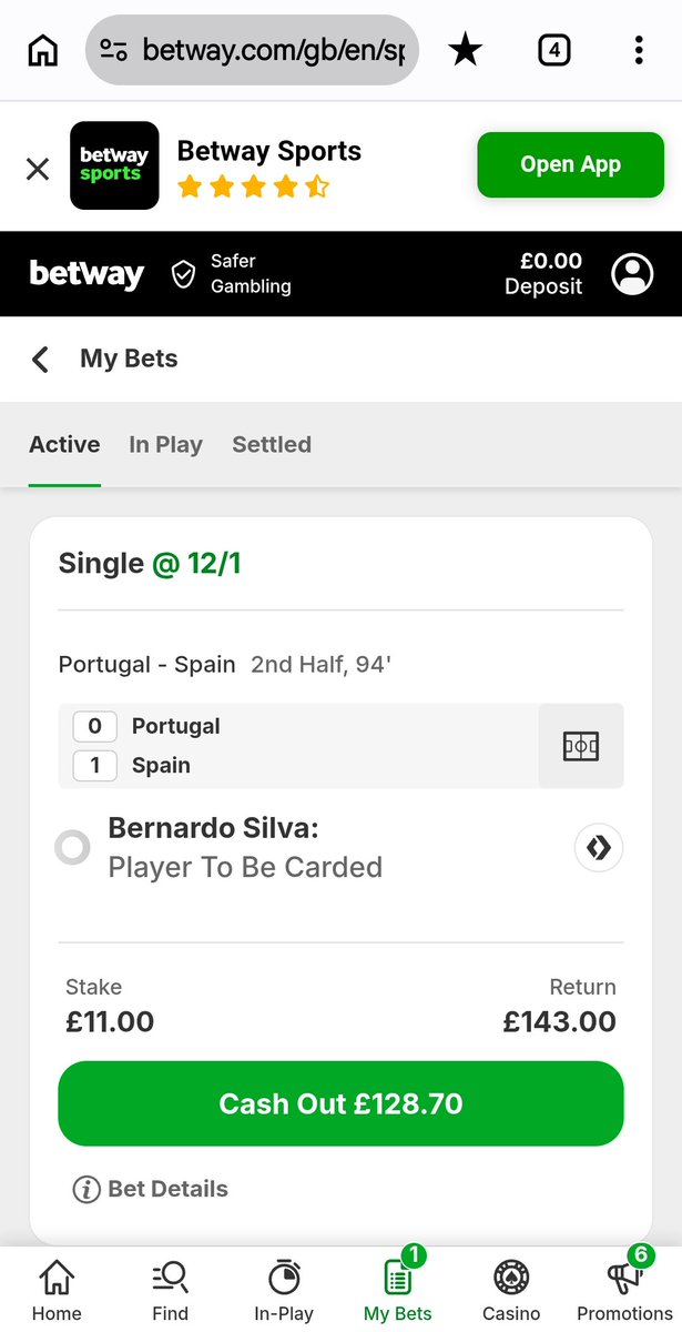 realcoyley's tweet photo. @BetwaySupport what kind of tomfoolery is this nonsense. Hes been booked, why the cashout? Sneaky https://t.co/XgAKALp9iB