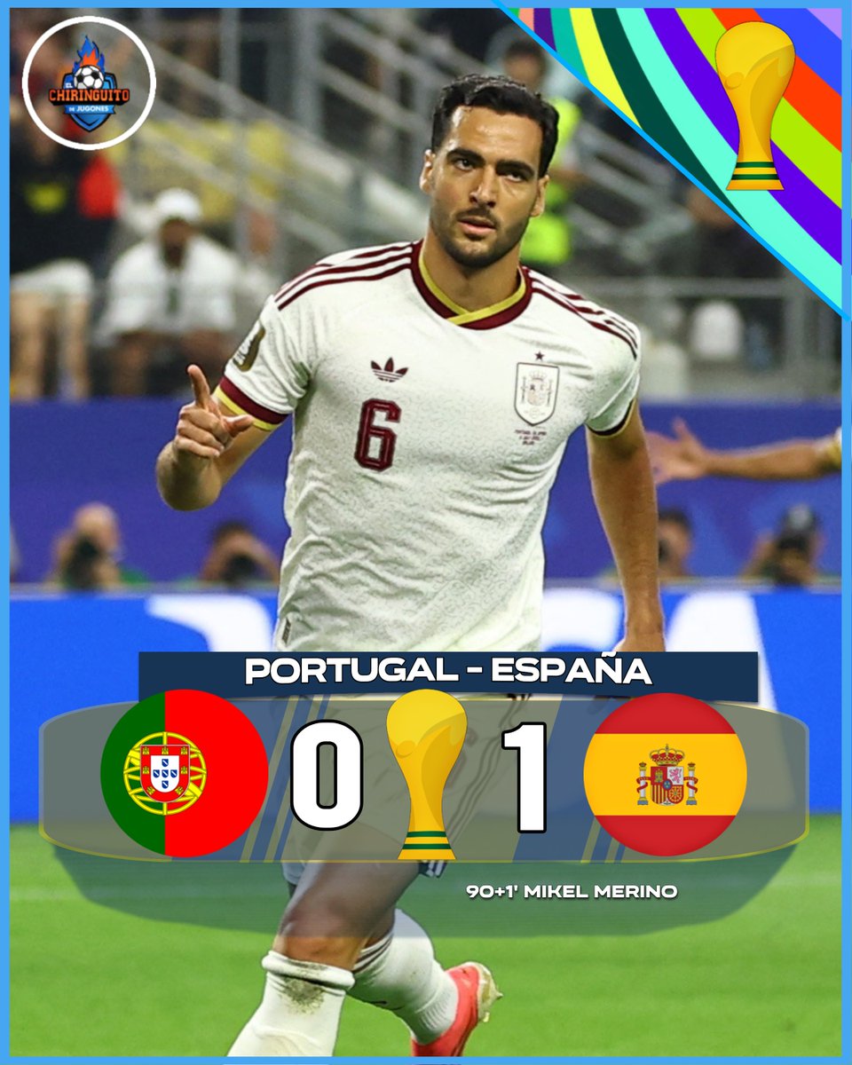 elchiringuitotv's tweet photo. ⏱️👏 ¡FINAAAL! MIKEL MERINO NOS METE EN CUARTOS DE FINAL. 

🇵🇹 Portugal 0-1 España 🇪🇸 https://t.co/mGYXNY5YBY