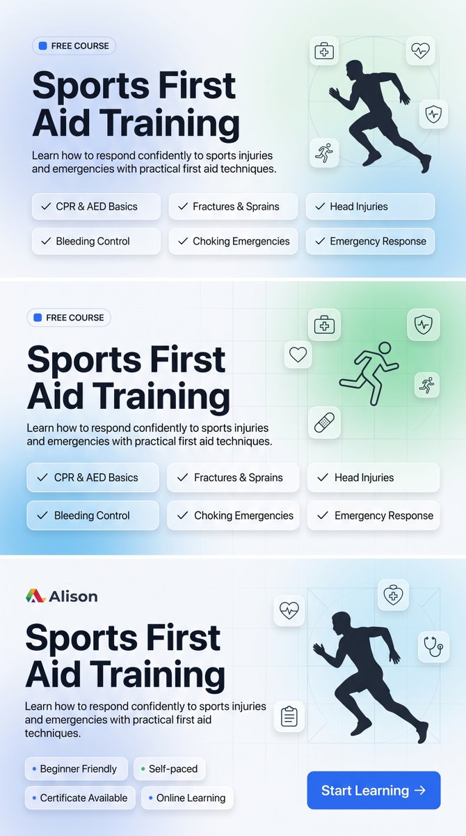 elcapitano_99's tweet photo. Injuries happen in seconds. Knowing how to respond can make all the difference.
Master CPR, AED, fracture care, bleeding control, concussion response, and other essential sports first aid skills with this free online course.
🎓Learn today. Be ready tomorrow.  #FIFAWorldCup2026 https://t.co/vb0TV2ZJf3