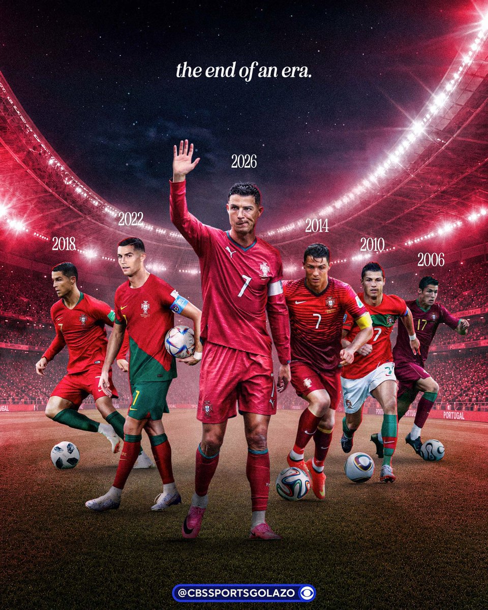CBSSportsGolazo's tweet photo. Cristiano Ronaldo has played his last World Cup game 🥺🇵🇹

6 World Cups. Endless memories. Thank you @Cristiano. ❤️ https://t.co/UCuhD8hy3N