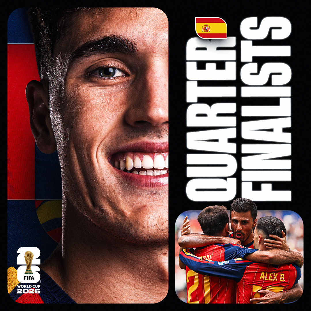 FIFAWorldCup's tweet photo. 🇪🇸 Spain have qualified for the Quarter-finals!

#FIFAWorldCup