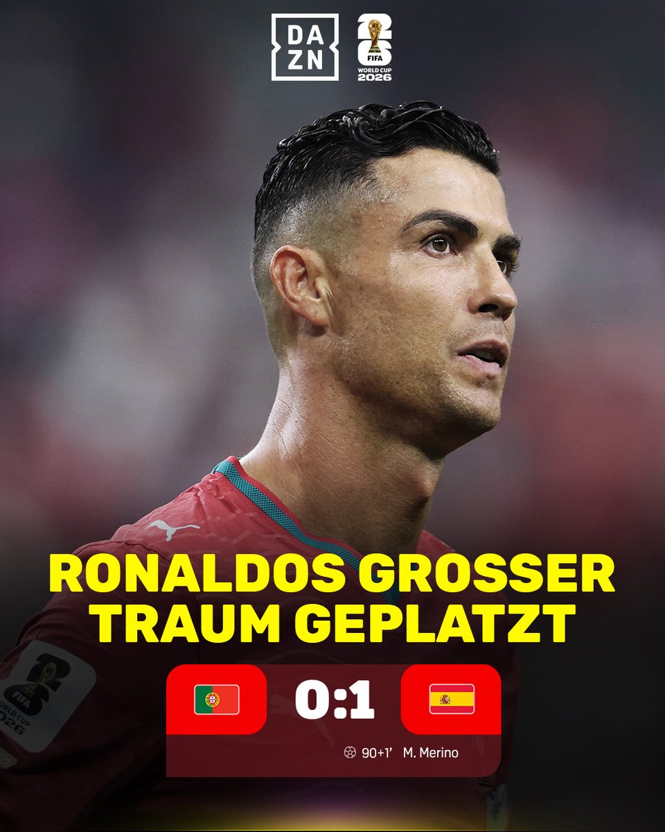 DAZN_DE's tweet photo. Eiskalte Spanier schicken Portugal nach Hause 🥶

Alle #WM-Highlights seht Ihr nach Abpfiff auf DAZN 📺 #WM2026 #WorldCup #PORESP https://t.co/KZso1MH0Vr
