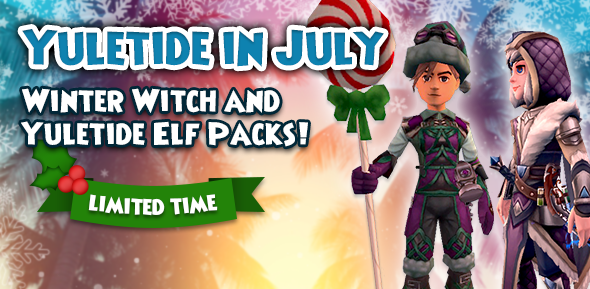 Pirate101's tweet photo. Yuletide has come early! 🎁

Now until July 19th, enjoy Yuletide in July with returning holiday packs, including the Yuletide Elf Pack and Winter Witch Pack. To top it all off, we’re giving away a free random holiday pack! https://t.co/MAh3ppk1hR #Pirate101 https://t.co/tOWmLrBMTC