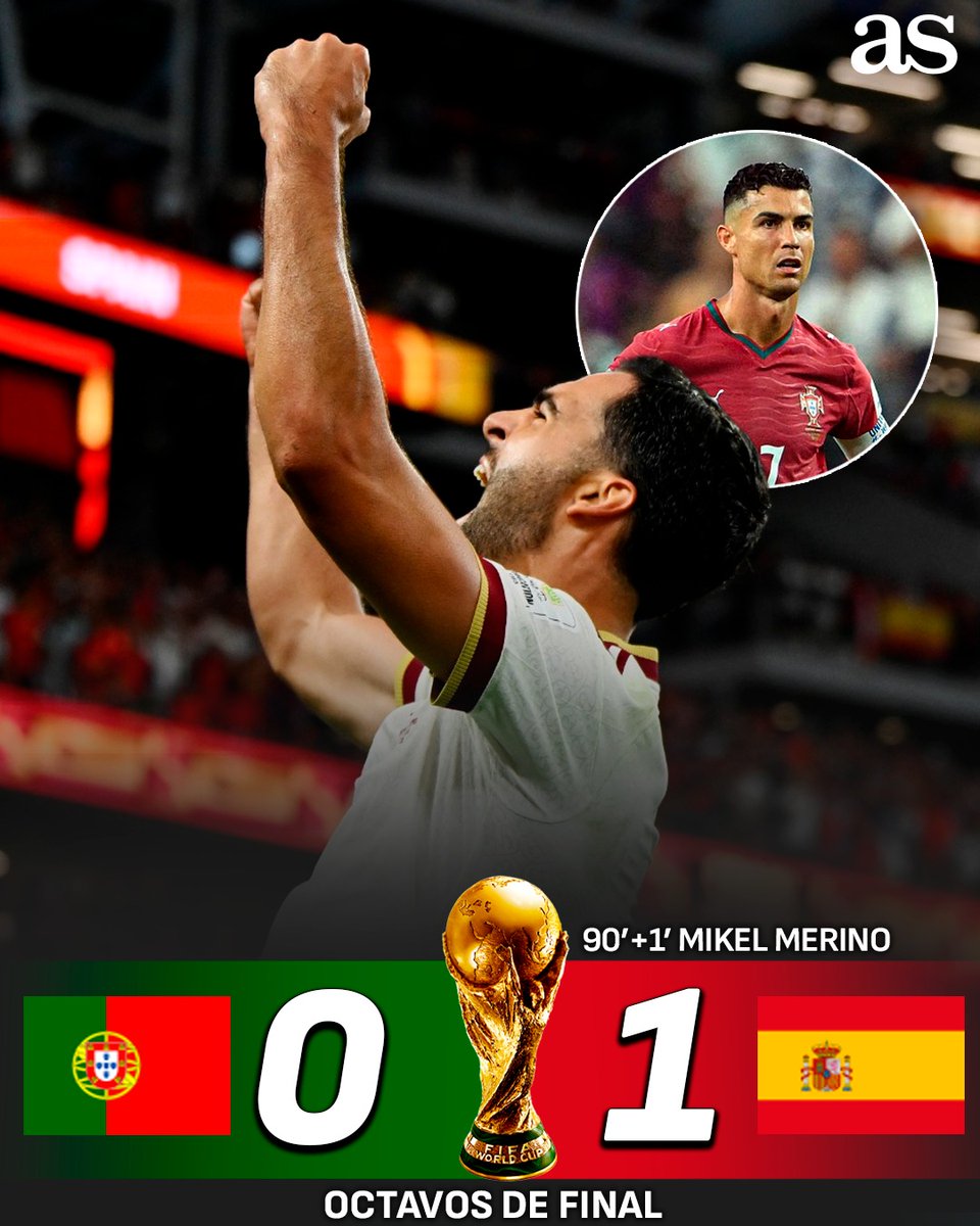 diarioas's tweet photo. 🔥 ¡ESPAÑA SE CLASIFICA A CUARTOS DE FINAL DEL MUNDIAL TRAS DERROTAR A PORTUGAL!

#NuestroMejorMundial
#NuestroMejorMundialAS https://t.co/jHp0xzzYX5