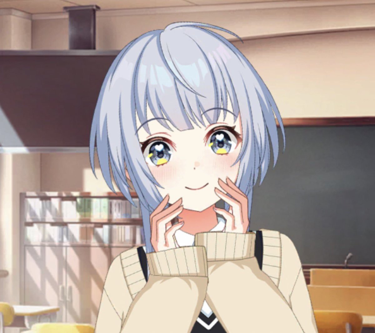 8161_18's tweet photo. あと憂ちゃんのハートおめめめちゃくちゃかわいくない？！？！瞳孔がおっきくなっただけかな〜〜って思ったらおもきしハートになってた
ゆめすていろはちゃんのハートのハイライトとかもそうなんだけどLive2Dでうるうるうごくハート目ってだいすき〜〜〜〜

⬅️2026年のハート目♡2023年のハート目➡️ https://t.co/sIT0naEJph