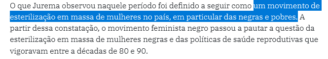 1800youfcknwish's tweet photo. GENTE to fazendo pesquisa pro meu tcc vocês já tinham ouvido falar sobre uma campanha de esterilização em massa que aconteceu com mulheres negras no brasil nas décadas de 1980/1990?

to lendo sobre agora e fica mais chocante a cada parágrafo, juro. https://t.co/EDwk9TjC43