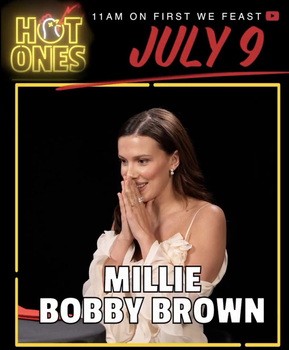 PopCrave's tweet photo. Millie Bobby Brown to appear on ‘Hot Ones’ this Thursday. https://t.co/qw4rjFE5V7