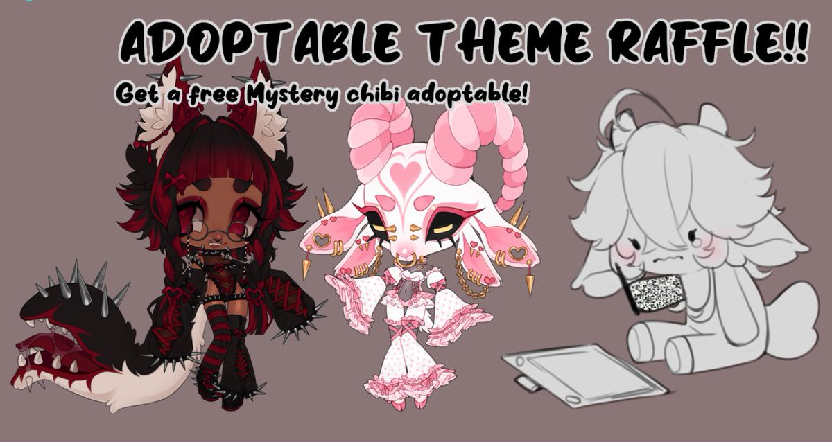 TaillgateVT's tweet photo. ✦Adoptable Theme Raffle✦
Doing a raffle to gather adoptable themes to make moodboards, Brain needs some help! 

Prize - Free mystery chibi adopt
In a theme + Color of your choosing! 

Entry Rules
- Comment a theme or two! 
- Like + retweet  

Ends 7/12