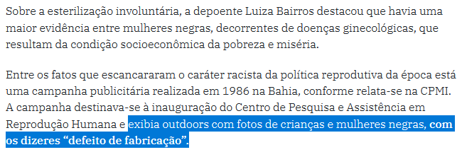 1800youfcknwish's tweet photo. GENTE to fazendo pesquisa pro meu tcc vocês já tinham ouvido falar sobre uma campanha de esterilização em massa que aconteceu com mulheres negras no brasil nas décadas de 1980/1990?

to lendo sobre agora e fica mais chocante a cada parágrafo, juro. https://t.co/EDwk9TjC43