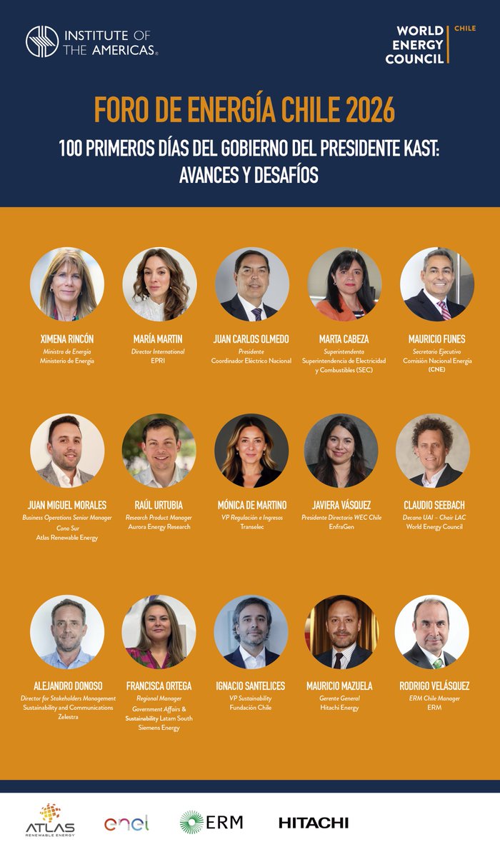 WEC_Chile's tweet photo. ¡Últimos cupos disponibles!

El escenario energético está cambiando rápidamente y los primeros 100 días del nuevo Gobierno ya comienzan a marcar el rumbo del sector.

Este 9 de julio, el Foro de Energía 2026, organizado por @WEC_Chile y el @iamericas, reunirá a autoridades, líderes de la industria, representantes del mundo académico y expertos nacionales e internacionales para analizar los avances, desafíos y oportunidades que enfrenta la transición energética del país.

Una instancia única para conocer distintas miradas, participar del debate y anticipar las tendencias que definirán el futuro energético de Chile.

📍 Club 50, Las Condes
🗓️ 9 de julio | 08:30 a 13:30 hrs.

Compra tu entrada en: https://t.co/UvVbZuqWgo