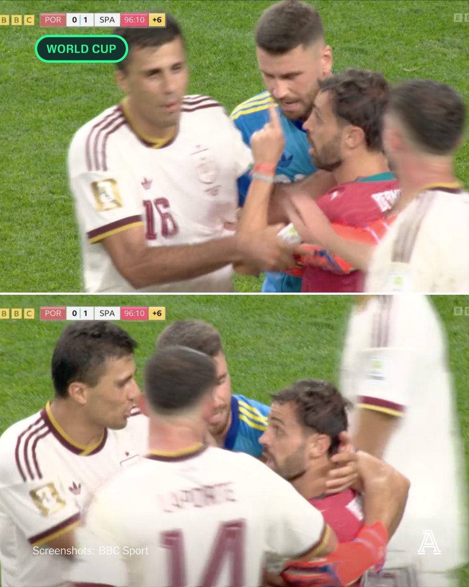 Dewyou239's tweet photo. Things got heated between former Manchester City team-mates Rodri & Bernardo Silva in the dying embers of Spain's 1-0 win over Portugal.
#sstvi #nolimit https://t.co/wUzjticer0