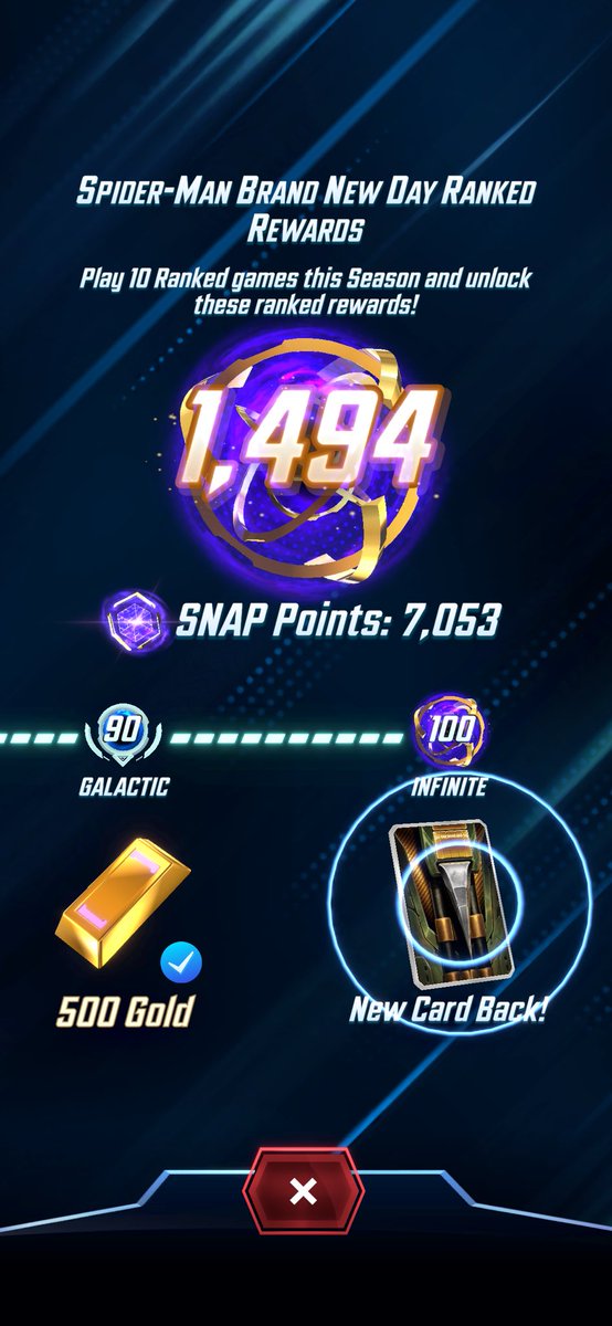 RockolaMS's tweet photo. My 41st Infinite season in a row!! Found 70-90 no problem - then has taken 3 days to hit past 95!! #infinite #marvelsnap @MARVELSNAP https://t.co/a0KIJFBmdA