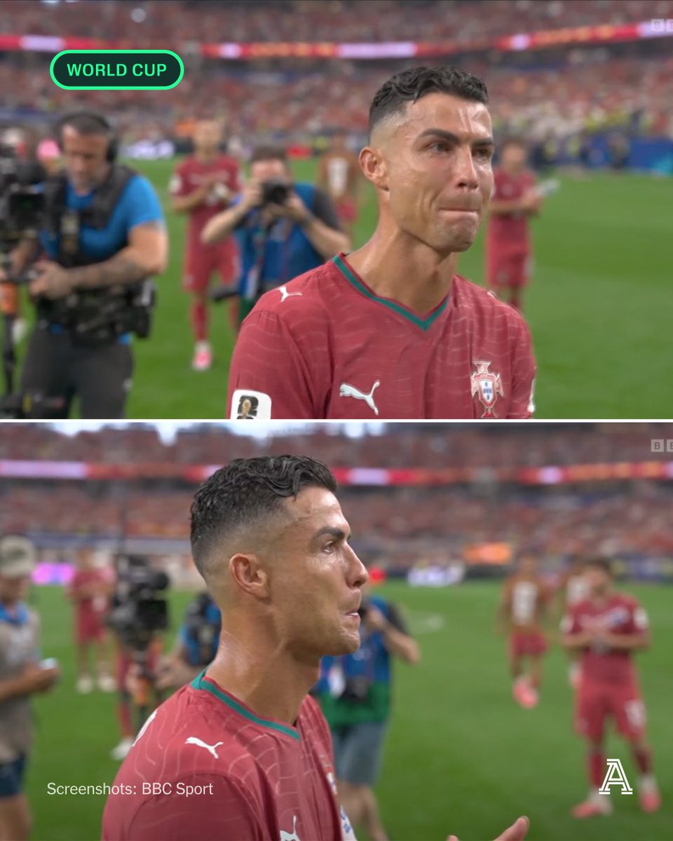 TheAthleticFC's tweet photo. Cristiano Ronaldo was in tears following Portugal's World Cup exit after their 1-0 defeat by Spain.

That is surely the last time we will see the 41-year-old on football's grandest stage. https://t.co/QyuZzzQjbO