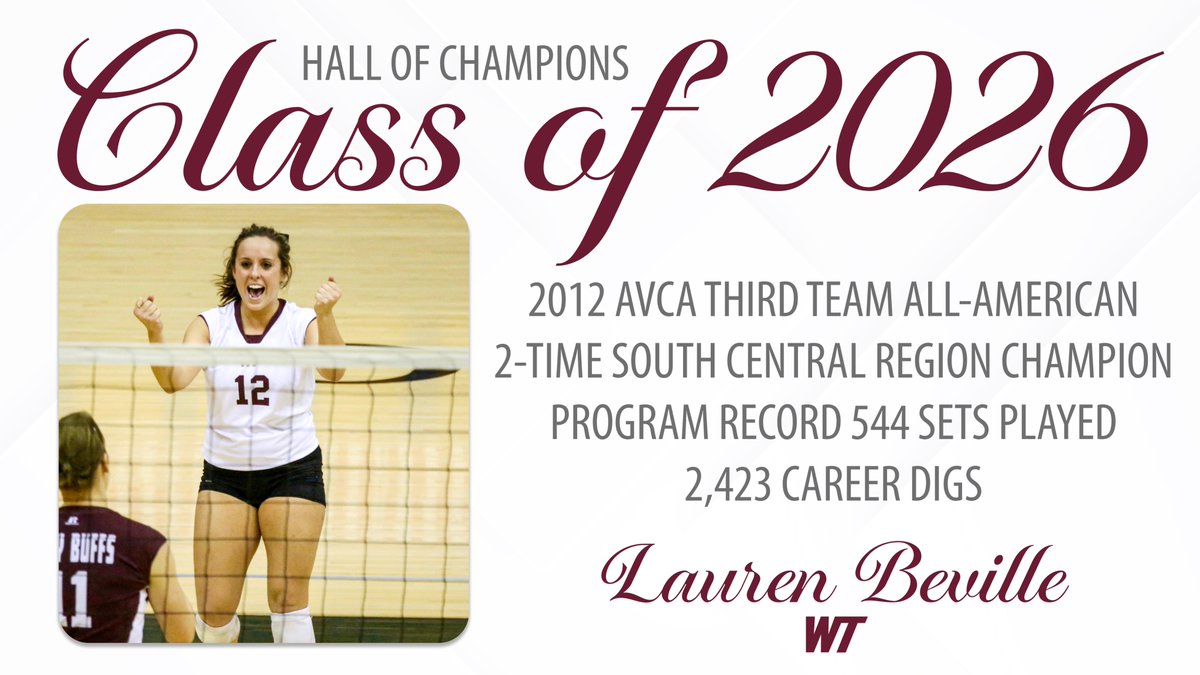 WTAMUBuffs's tweet photo. West Texas A&M Hall of Champions Class of 2026
Lauren Beville - @WTAMUVolleyball
#BuffNation | #WESTisBEST https://t.co/4n1H22mB3U