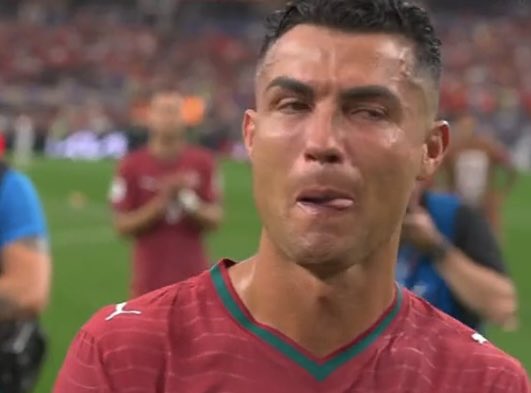 FadeAwayMedia's tweet photo. Cristiano Ronaldo in tears after the #Portugal Loss. https://t.co/Vbe8jQdh4m