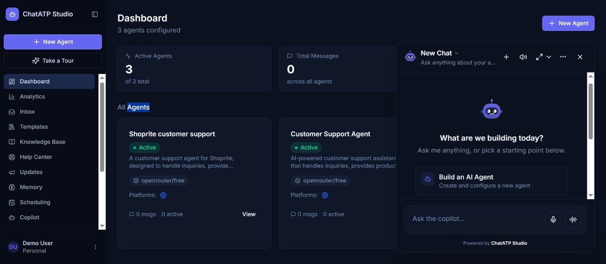 samuelobinnachi's tweet photo. One Copilot.

Three ways to use it.

💬 Popup when you need quick help.
📑 Sidebar while you're working.
🖥️ Full Screen when it's time to lock in.

The goal wasn't just to make ChatATP Studio beautiful, it was to make AI fit naturally into your workflow instead of getting in your way.

Still refining every interaction. 🚀

#buildinpublic #AIAgents #SaaS