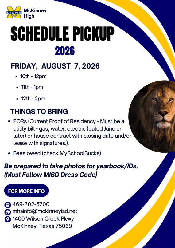 MHSLions's tweet photo. 📢 Hey, Sophomores, Juniors, and Seniors! Put August 7th on your calendar! Be sure to come at your assigned time - 10th graders at 12pm, 11th graders at 1pm, and 12th graders at 2pm. See you then! https://t.co/Q12PQYS0L8