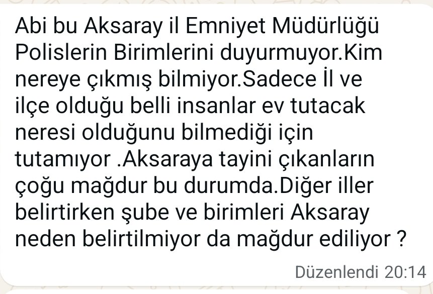 bombacimlym5's tweet photo. SİZDEN GELENLER...

YER: AKSARAY... @EmniyetAksaray

Aksaray İl Emniyet Müdürümüz Sayın Bekir DEMİR Müdürüm...

İlinize tayin olan meslektaşlarımızın böyle bir sorunu var...

Dile getirilen bu mağduriyetleri gidereceginize inancımız tamdır...

Şimdiden teşekkür ediyor kucak dolusu selamlar sevgiler gönderiyoruz... KOLLUK-DER