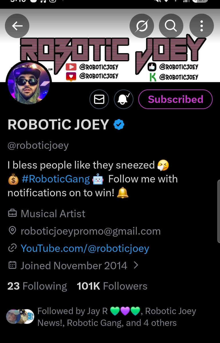MissKittyB's tweet photo. Hey! Im a subscriber. @RoboticGang @roboticjoey #RoboSquad https://t.co/hl5wk2BBXH