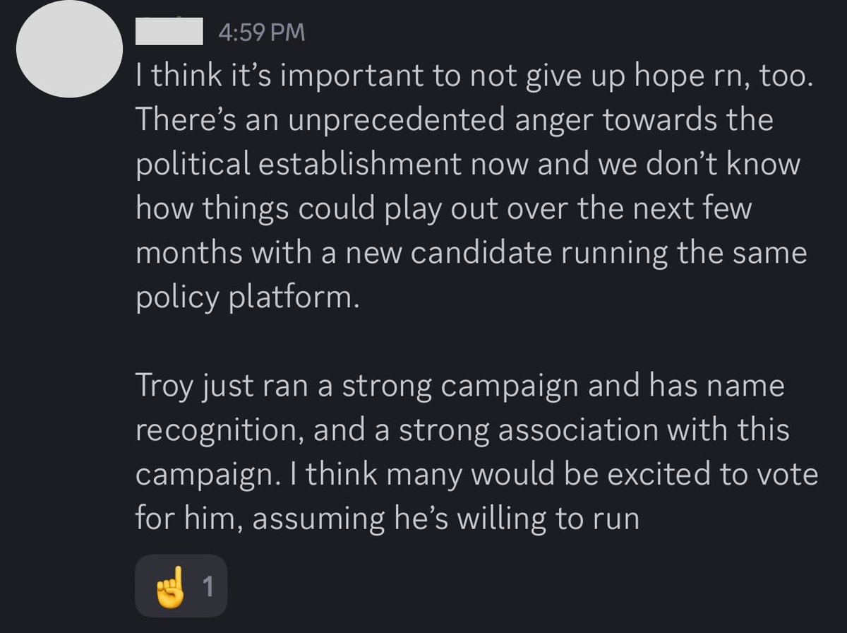 nathanTbernard's tweet photo. Platner's volunteer Discord wants Troy Jackson to be the new Democratic Senate nominee. https://t.co/dFSsb5ME4C