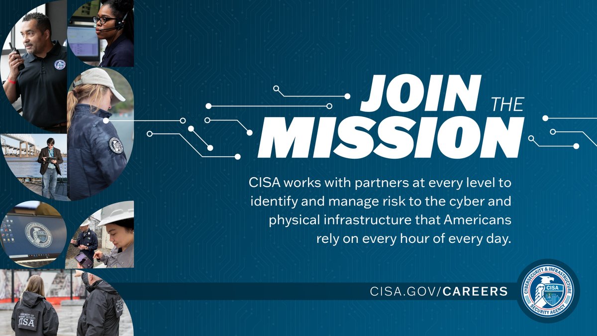 CISAgov's tweet photo. We need you! America’s critical infrastructure depends on defenders who can strengthen cyber resilience, protect systems, and enable operational readiness at speed. Applications are open—start today: https://t.co/arFjUkoBF4 https://t.co/HHrz4GVhdL