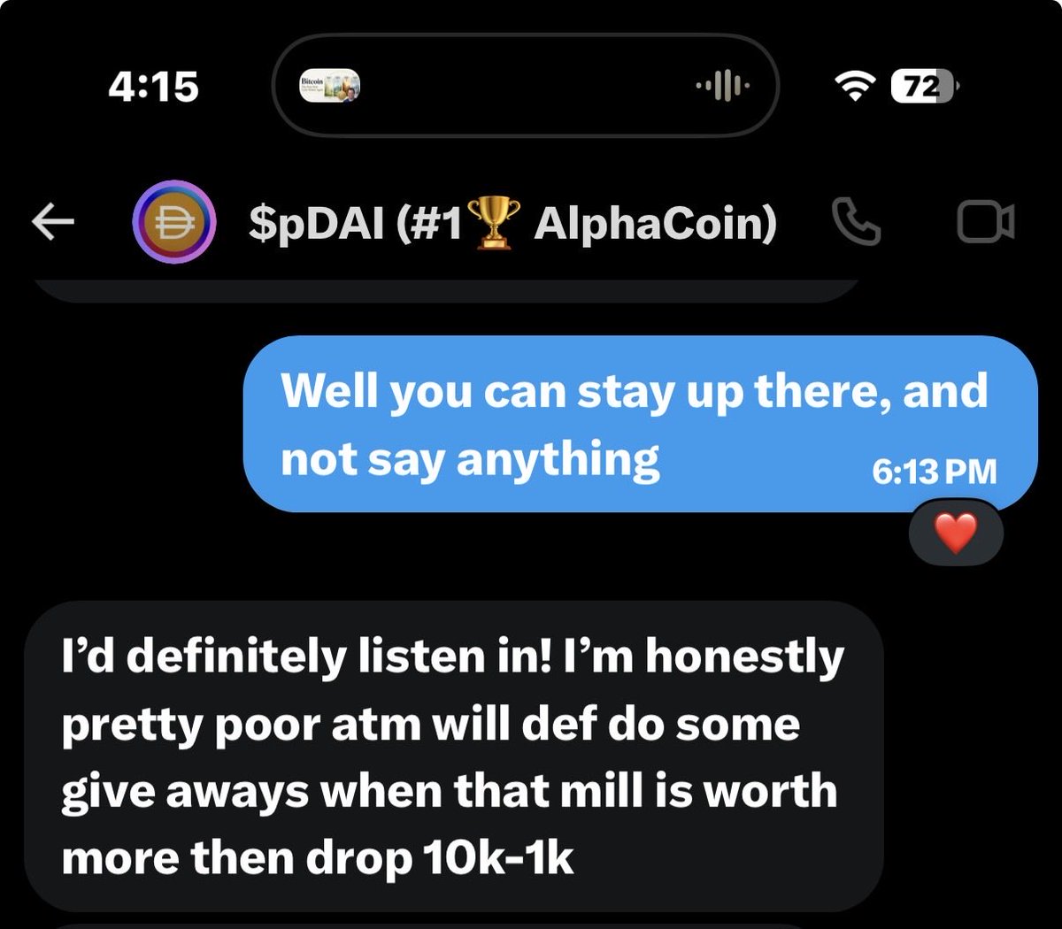 iambroots's tweet photo. @PulseDai @LibertySwapFi Lmao so allow me to rekt you real quick. If it wasn’t for me $PDAI would be nothing and you’d still be poor. Everybody want proof of this? 

Him in my DMs helping him out with $PDAI in a spaces calls

Reeeeeeekkkkkkktttttttttttt https://t.co/J26NWCnY9j