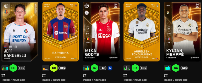 aquim_eli's tweet photo. Bought another 71-card sorare gallery! After negotiating a price, I sent 8 offers out, the seller checked to make sure I did everything correct, then accepted the offers. 

Want to know what I could offer for your cards too? DM me your Sorare name & I'll take a look, whether you accept it or not is completely up to you👍