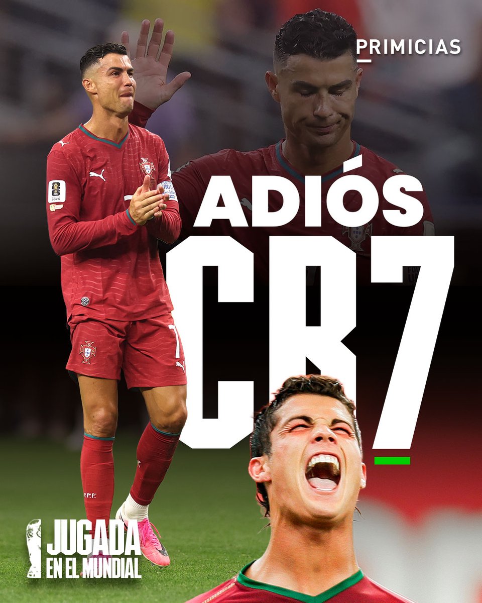 Primicias's tweet photo. 🥹🇵🇹 ¡Adiós, CR7! Cristiano Ronaldo se despide de los mundiales con una dolorosa eliminación ante España. https://t.co/oA1gZh3Up6 https://t.co/z6e2jcyc0F