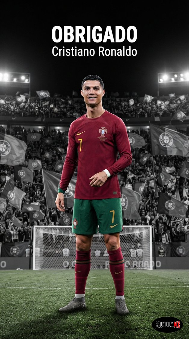 _BrujulaMX_'s tweet photo. █ ▒ ░ #𝐁𝐌𝐗𝐒𝐏𝐎𝐑𝐓𝐒 ░ ▒ █

Portugal se despide del Mundial 2026 al caer por 1 a 0 contra España, esta derrota significaría el adiós de @Cristiano 💔😢 

El luso ostenta varios récords a nivel selección:
⚽️232 partidos
⚽️146 goles
⚽️45 asistencias
⚽️ Al menos 1 gol durante 23 años consecutivos

Cristiano Ronaldo es el único futbolista de la historia en anotar en 6 Mundiales diferentes.

El futbol siempre estará en deuda contigo... el planeta entero te admira y te reconoce.